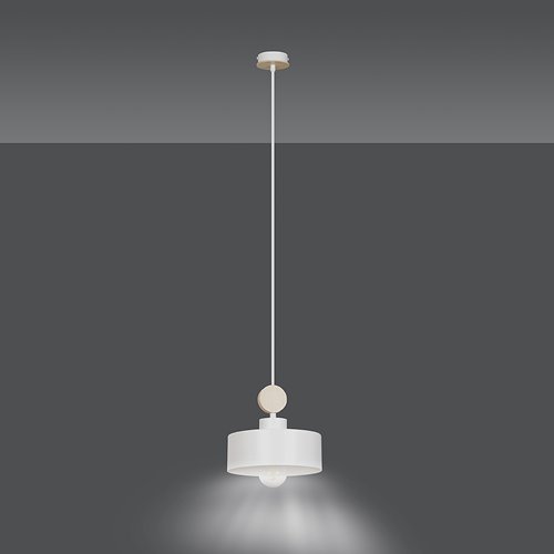 Lampa wisząca TUNISO 1 WHITE skandynawska, drewno, biała