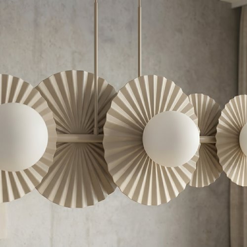 Lampa wisząca UMBRA 6 MOKKA OPAL loft, beżowa, metal, fala