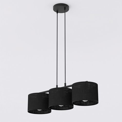 Lampa wisząca ECO 3 BLACK klasyczna, abażur, czarna