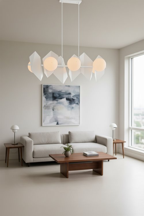 Lampa wisząca DRIFTON 6 WHITE nowoczesna, klosz, biała