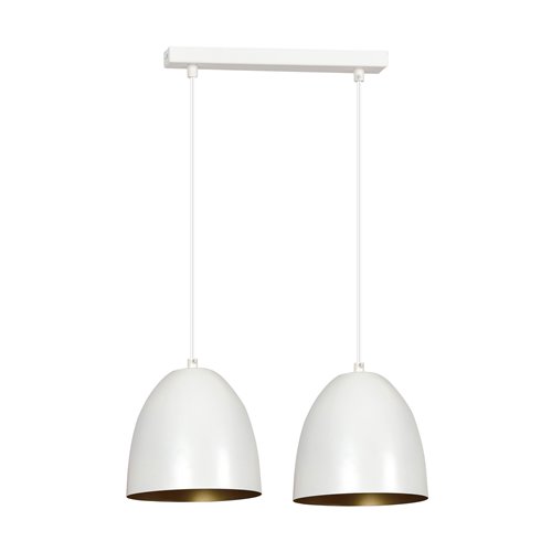 Lampa wisząca LENOX 2 WHITE/GOLD loft, metal, biało/złota