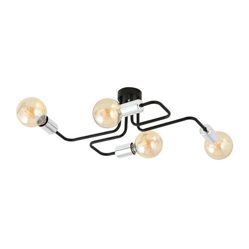 Lampa sufitowa VEKEN 4 SILVER plafon loft czarny/srebrny