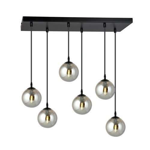 Lampa wisząca COSMO 6 BL GRAFIT loft, klosze grafit, czarna