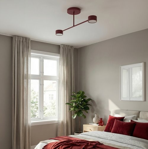 Lampa sufitowa HALO 2 BURGUNDY minimalistyczna, metal