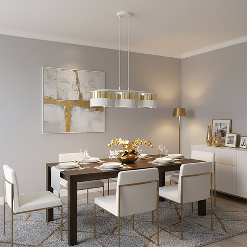 Lampa wisząca LUX 3 WH GOLD abażur, biały, złoty