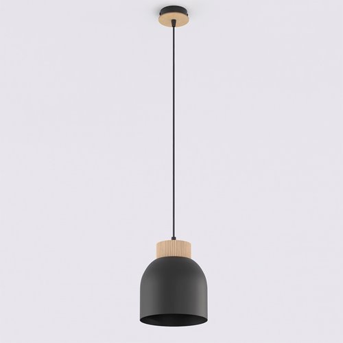 Lampa wisząca VIGO 1 BLACK nowoczesna, czarna, metal, drewno