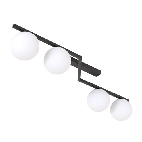 Lampa sufitowa NATON 4 BL OPAL plafon, czarna, metal