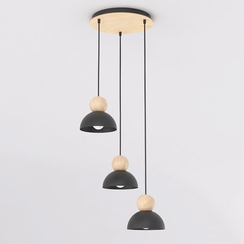 Lampa wisząca KAKI 3PREM BLACK nowoczesna, czarna, metal