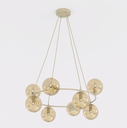 Lampa wisząca AZURA 8 MOKKA AMBER nowoczesna, klosze, beżowa