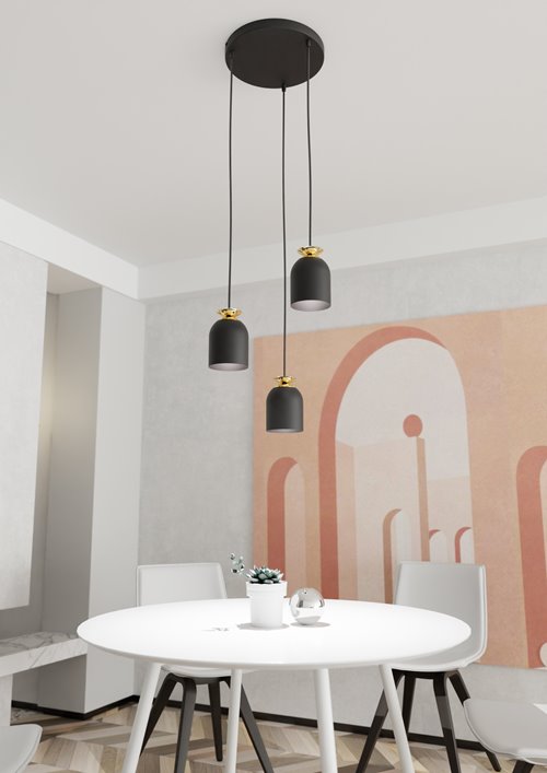 Lampa wisząca TARGET 3 PREM BL, loft, czarny, złoty