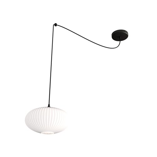 Lampa wisząca ORIGO 1 BL OPAL pająk, duży klosz, czarna