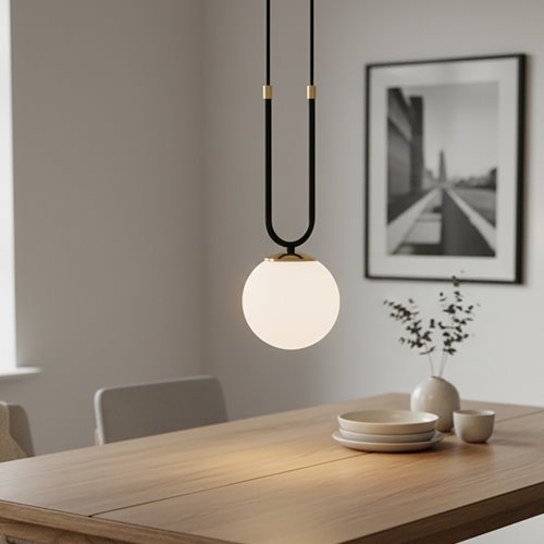 Lampa wisząca GLAM 1 BL/OPAL glamour czarna/biała/złota