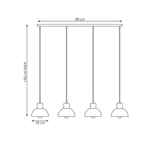 Lampa wisząca SECO 4 BL, loft, metal, czarna, drewno