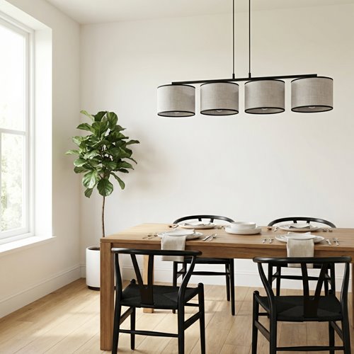 Lampa wisząca ECO 4 BL GRAY klasyczna, abażur, szara