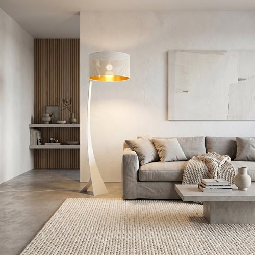 Lampa podłogowa ESTRELLA LP1 WHITE/GOLD abażur biało/złoty