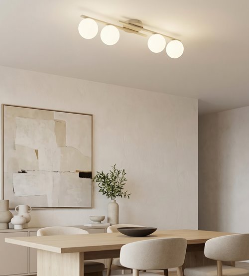 Lampa sufitowa KAIRO 4 MOKKA OPAL plafon, klosz, beżowa