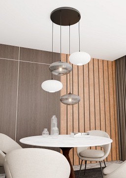 Lampa wisząca COCO 4 BL PREM MIX, duży klosz, biały, grafit