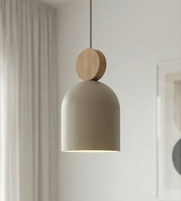 Lampa wisząca MESI 3 MOKKA nowoczesna, beżowa, metal drewno