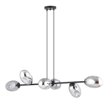 Lampa wisząca PANDORA 6 BL GRAFIT design szkło czarny/grafit