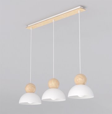 Lampa wisząca KAKI 3 WHITE nowoczesna, biała, metal drewno