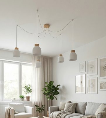 Lampa wisząca KRU 5 WHITE nowoczesna, biała, metal, pająk