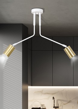 Lampa sufitowa VERNO 2 WHITE nowoczesna, metal, biało/złota