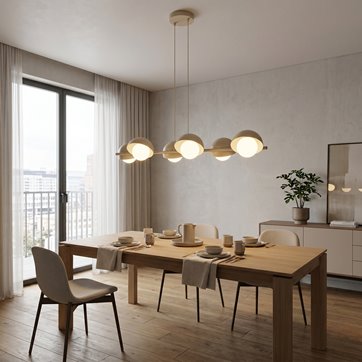 Lampa wisząca BOOM 6 MOKKA nowoczesna, beżowa, metal