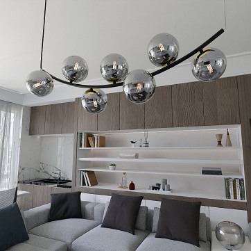 Lampa wisząca RITZ 7 BL GRAFIT nowoczesna, regulowana, szkło
