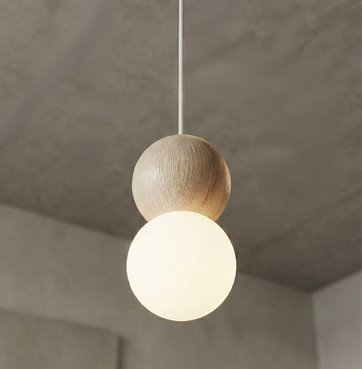 Lampa wisząca LOOP 1 WHITE nowoczesna, biała, drewno, klosz