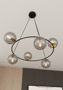 Lampa wisząca AZURA 6 BL GRAFIT wyjątkowa, nowoczesna, szkło