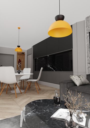 Lampa wisząca LUNARO 1S BL ORANGE loft, pomarańczowa, metal