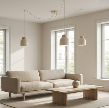 Lampa wisząca KRU 3 MOKKA nowoczesna, beżowa, metal, pająk