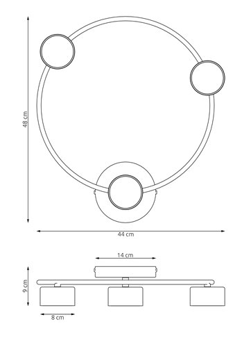 Lampa sufitowa LUCIO 3 BL BLACK plafon, czarna, metal, loft