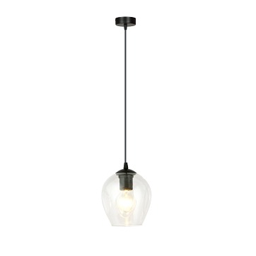 Lampa wisząca ISTAR 1 BL TRANSPARENT loft, klosz, czarna