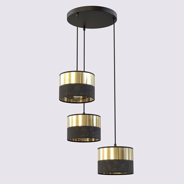 Lampa wisząca LUX 3 BL GOLD PREMIUM abażur, czarny, złoty