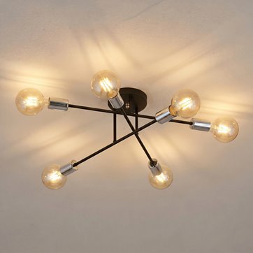Lampa sufitowa VEKEN 6B SILVER plafon loft czarny/srebrny