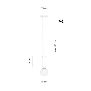 Lampa wisząca GLAM 1 WH/OPAL glamour biała/złota