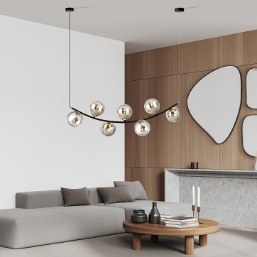 Lampa wisząca RITZ 7 BL GRAFIT nowoczesna, regulowana, szkło