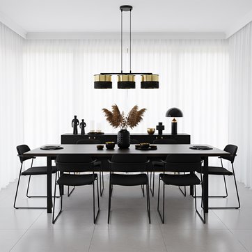 Lampa wisząca LUX 3 BL GOLD abażur, czarny, złoty