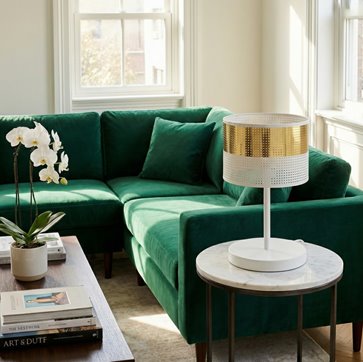 Lampka nocna LUX LN1 WH GOLD abażur, biała, złota, klasyczna