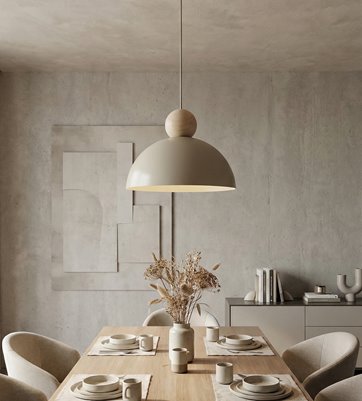 Lampa wisząca KAKI 1M MOKKA nowoczesna, beż, metal drewno