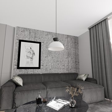 Lampa wisząca LUNARO 1S BL WHITE/BLACK loft, biała, metal