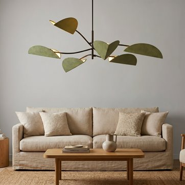 Lampa sufitowa LOTUS 6 BL GREEN abażury, czarna, zielona