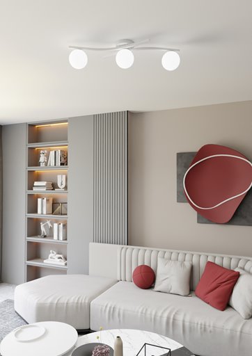Lampa sufitowa OPUS 3 WH OPAL, plafon, klosz, biały
