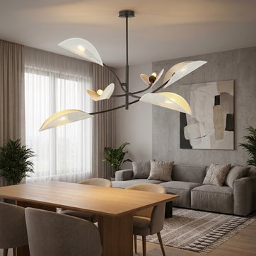 Lampa sufitowa LOTUS 6 WHITE/GOLD abażury czarna/biała/złota