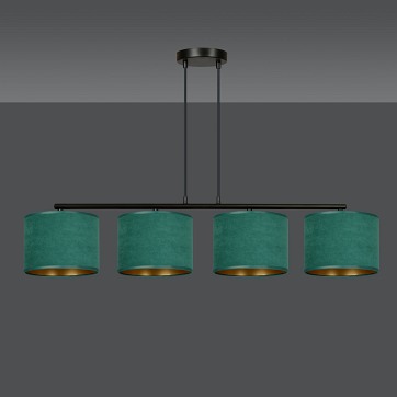 Lampa wisząca HILDE 4 BL GREEN abażur welur zielony