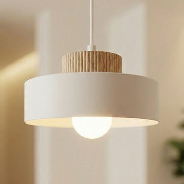 Lampa wisząca KIVI 1S WHITE nowoczesna, biała, metal drewno