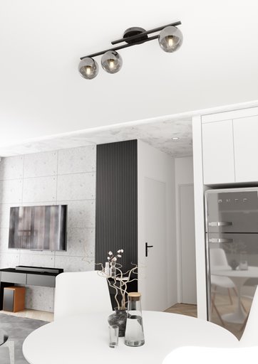 Lampa sufitowa KAIRO 3 BL GRAFIT plafon, klosz, czarna