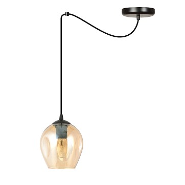 Lampa wisząca LEVEL 1 BL MIODOWY pająk klosz bursztyn czarna