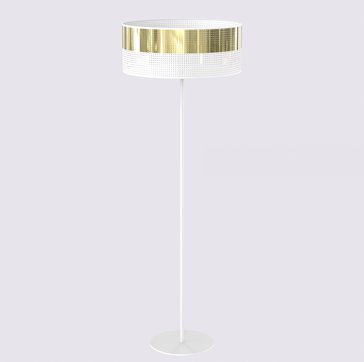 Lampa podłogowa LUX LP1 WH GOLD klasyczna, złota, abażur